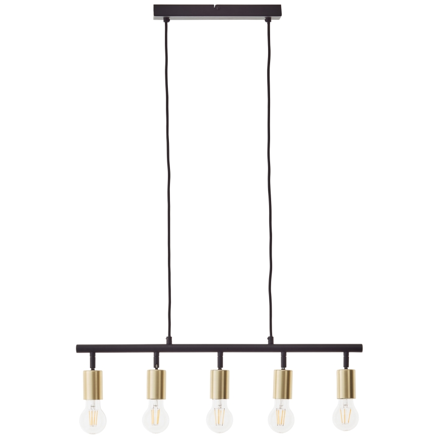 Brilliant - Pendelleuchte mit Kabel TIFFANY 5xE27/28W/230V schwarz/Messing