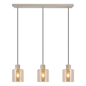 Brilliant - Pendelleuchte mit Kabelaufhängung LYSKA 3xE27/20W/230V creme/rauchbeige