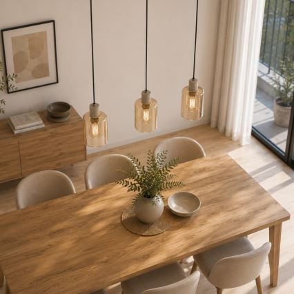 Brilliant - Pendelleuchte mit Kabelaufhängung LYSKA 3xE27/20W/230V creme/rauchbeige