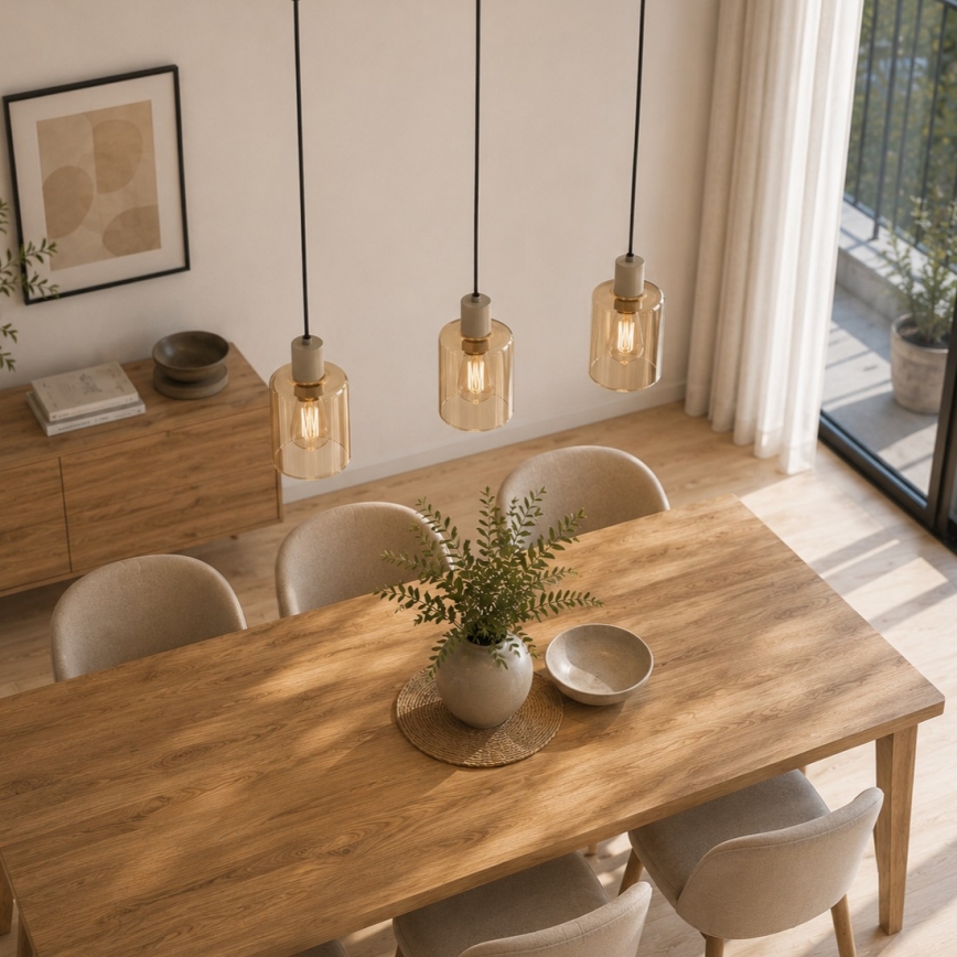 Brilliant - Pendelleuchte mit Kabelaufhängung LYSKA 3xE27/20W/230V creme/rauchbeige