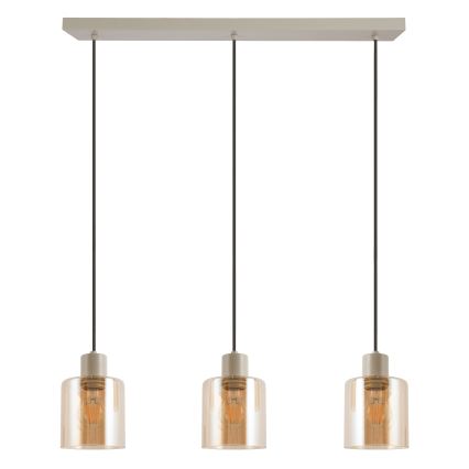 Brilliant - Pendelleuchte mit Kabelaufhängung LYSKA 3xE27/20W/230V creme/rauchbeige