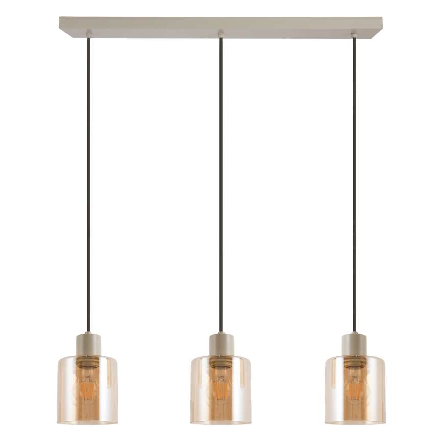 Brilliant - Pendelleuchte mit Kabelaufhängung LYSKA 3xE27/20W/230V creme/rauchbeige