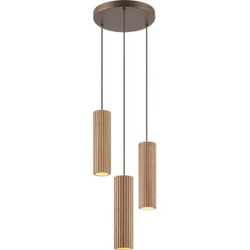 Brilliant - Pendelleuchte mit Seilaufhängung LAKEWOOD 3xGU10/10W/230V Ø 28 cm braun
