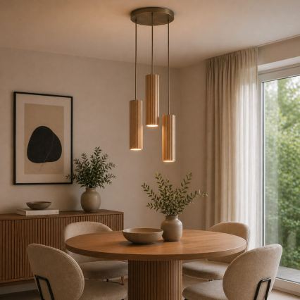 Brilliant - Pendelleuchte mit Seilaufhängung LAKEWOOD 3xGU10/10W/230V Ø 28 cm braun