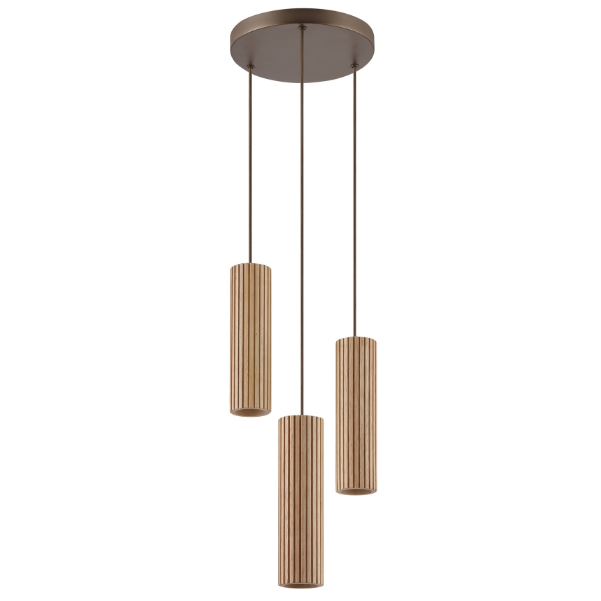 Brilliant - Pendelleuchte mit Seilaufhängung LAKEWOOD 3xGU10/10W/230V Ø 28 cm braun