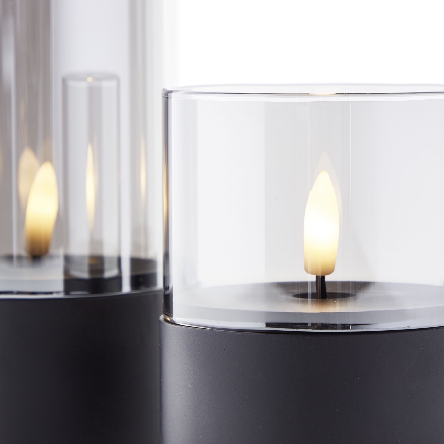 Brilliant - Set 3x LED-Kerze BOUGIE LED/2xAA IP44 schwarz/rauchfarben