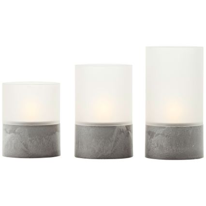 Brilliant - SET 3x LED Kerzen BOUGIE LED/2xAA IP44 grau/weiß