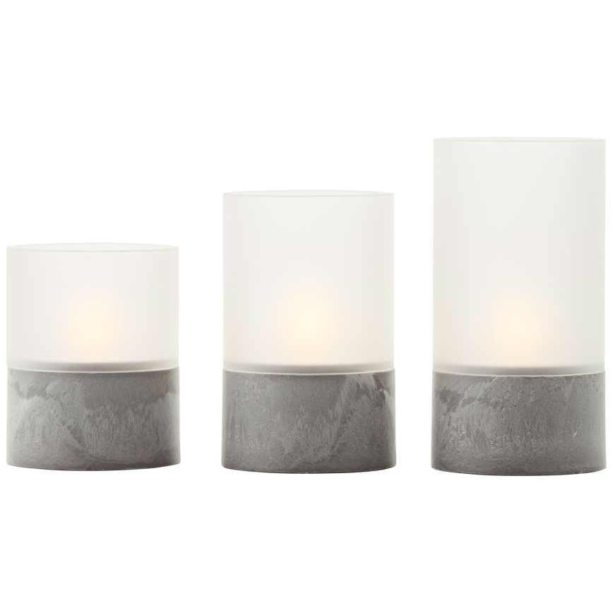 Brilliant - SET 3x LED Kerzen BOUGIE LED/2xAA IP44 grau/weiß