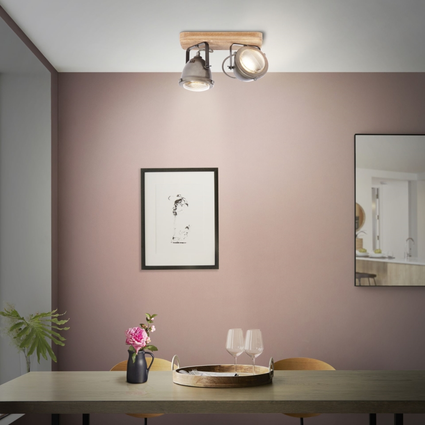 Brilliant - Spotleuchte CARMEN WOOD 2xGU10/5W/230V Eukalyptus