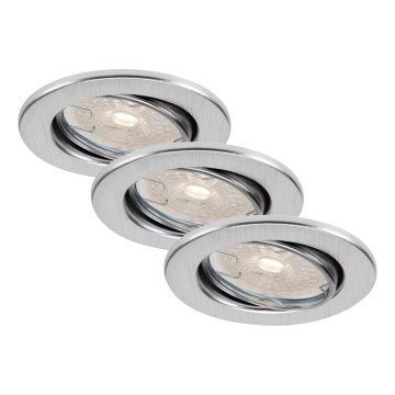Brilo - 3er-Set dimmbare LED-Badezimmer-Einbauleuchten DIMM LED/5,5W/230V 3000K IP23 mattchrom