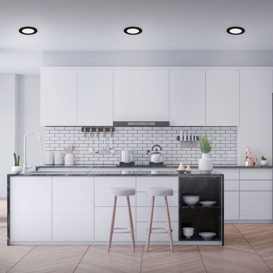 Brilo - 3er-Set LED-Einbauleuchte für Badezimmer FLAT LED/6W/230V IP44 schwarz