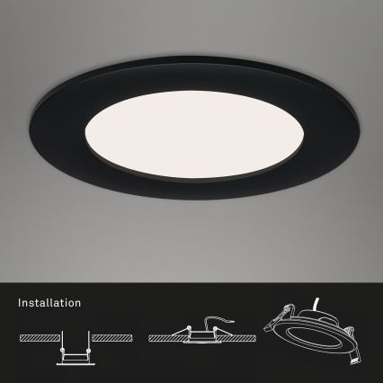 Brilo - 3er-Set LED-Einbauleuchte für Badezimmer FLAT LED/6W/230V IP44 schwarz