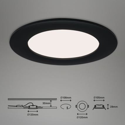 Brilo - 3er-Set LED-Einbauleuchte für Badezimmer FLAT LED/6W/230V IP44 schwarz