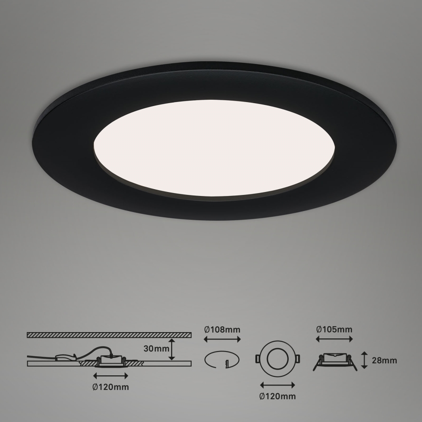 Brilo - 3er-Set LED-Einbauleuchte für Badezimmer FLAT LED/6W/230V IP44 schwarz