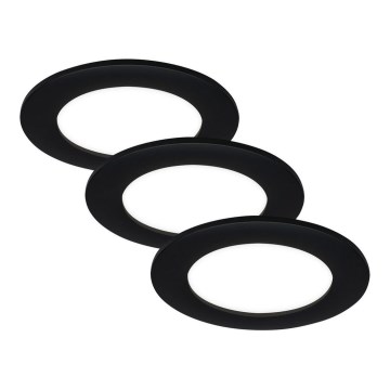 Brilo - 3er-Set LED-Einbauleuchte für Badezimmer FLAT LED/6W/230V IP44 schwarz