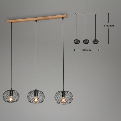 Brilo 4037-035 - Hängeleuchte an Kabel, 3xE27/40W/230V