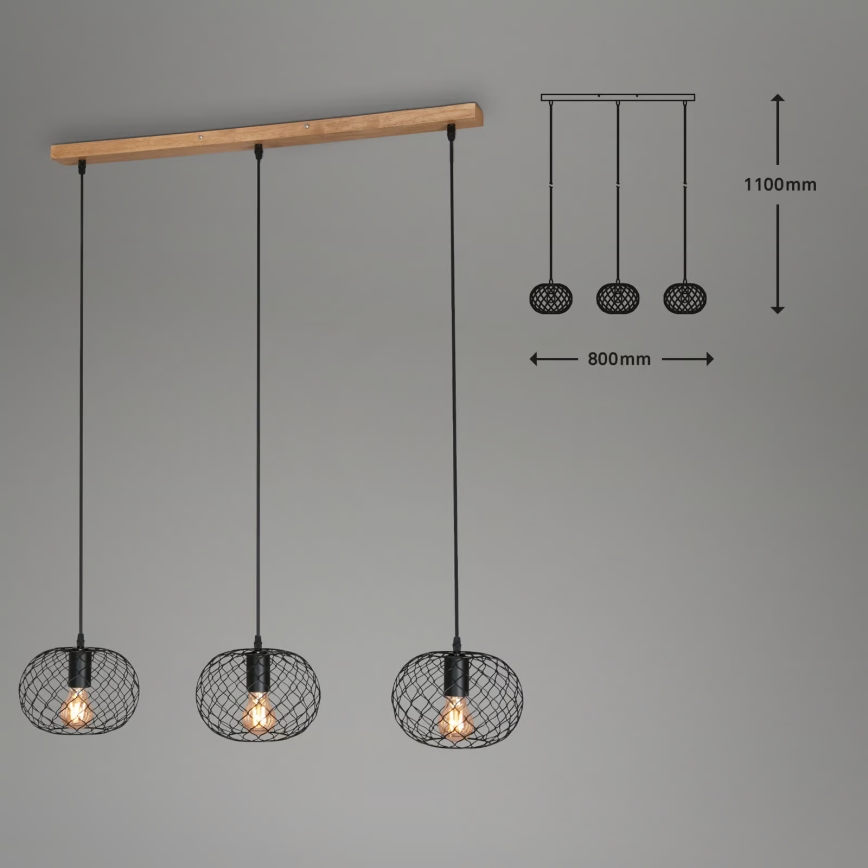 Brilo 4037-035 - Hängeleuchte an Kabel, 3xE27/40W/230V