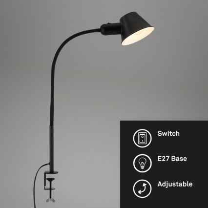 Brilo - Flexibel Tischleuchte mit Klemme 1xE27/10W/230V schwarz