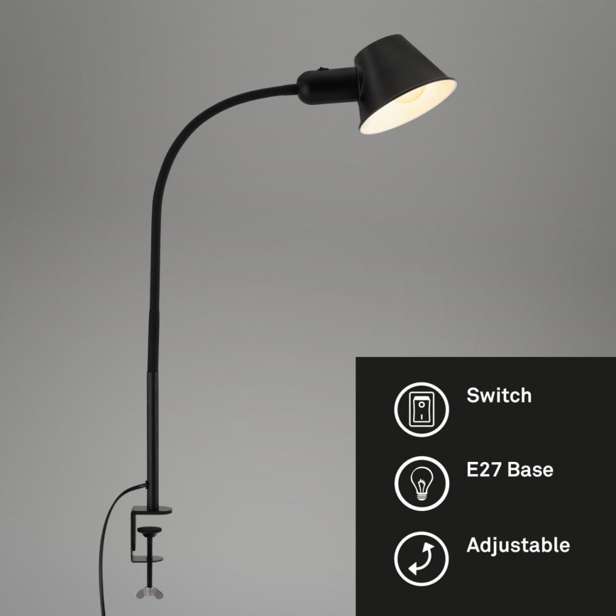 Brilo - Flexibel Tischleuchte mit Klemme 1xE27/10W/230V schwarz