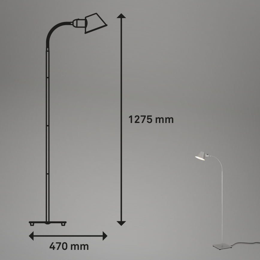 Brilo - Flexible Stehleuchte 1xE27/10W/230V silbern