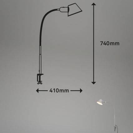 Brilo - flexible Tischlampe mit Klemme 1xE27/10W/230V, silber