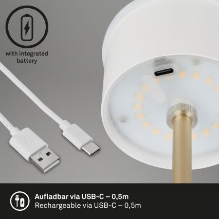 Brilo - LED dimmbare, wiederaufladbare Touch-Außen-Tischlampe KIKI LED/2,6W/5V IP44 2600 mAh braun