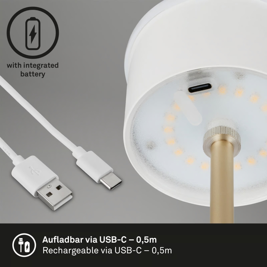 Brilo - LED dimmbare, wiederaufladbare Touch-Außen-Tischlampe KIKI LED/2,6W/5V IP44 2600 mAh braun
