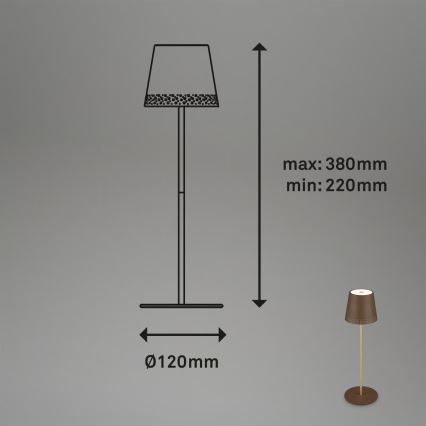 Brilo - LED dimmbare, wiederaufladbare Touch-Außen-Tischlampe KIKI LED/2,6W/5V IP44 2600 mAh braun