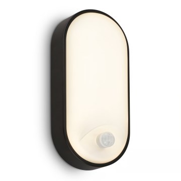 Brilo - LED-Außenwandleuchte mit Bewegungs- und Dämmerungssensor RUCH LED/12W/230V IP65 schwarz