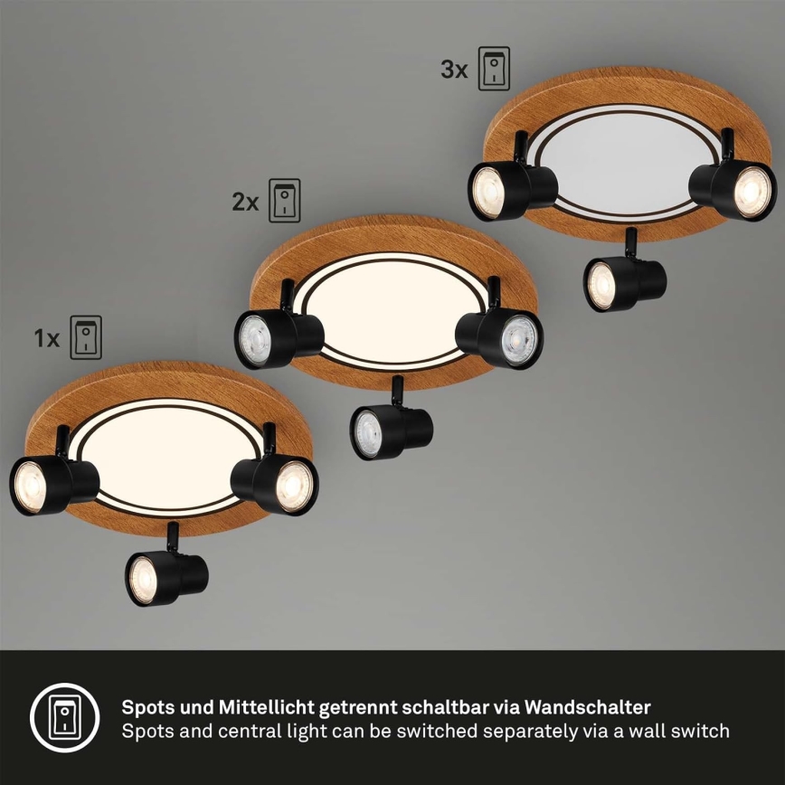 Brilo - LED Deckenleuchte LED/12W/230V + 3xGU10/9W 3000K