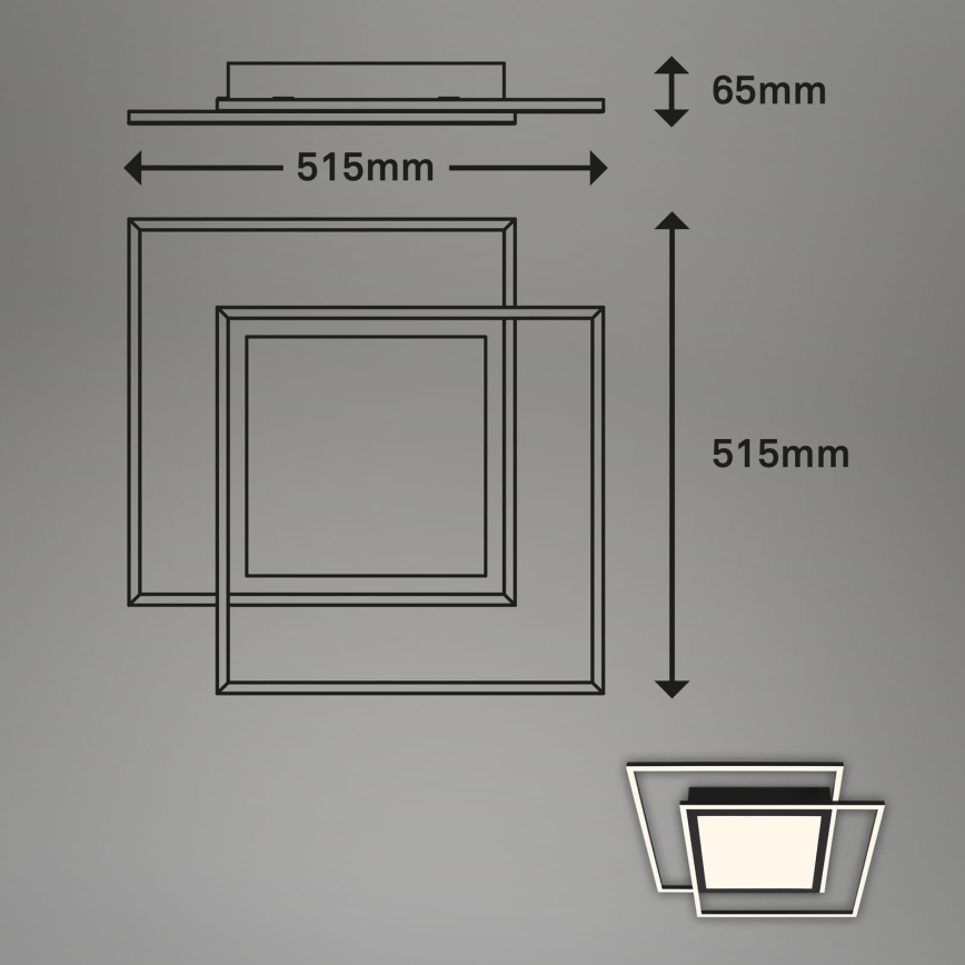 Brilo - LED Deckenleuchte 2xLED/16W/230V + LED/19W 51,5x51,5 cm schwarz