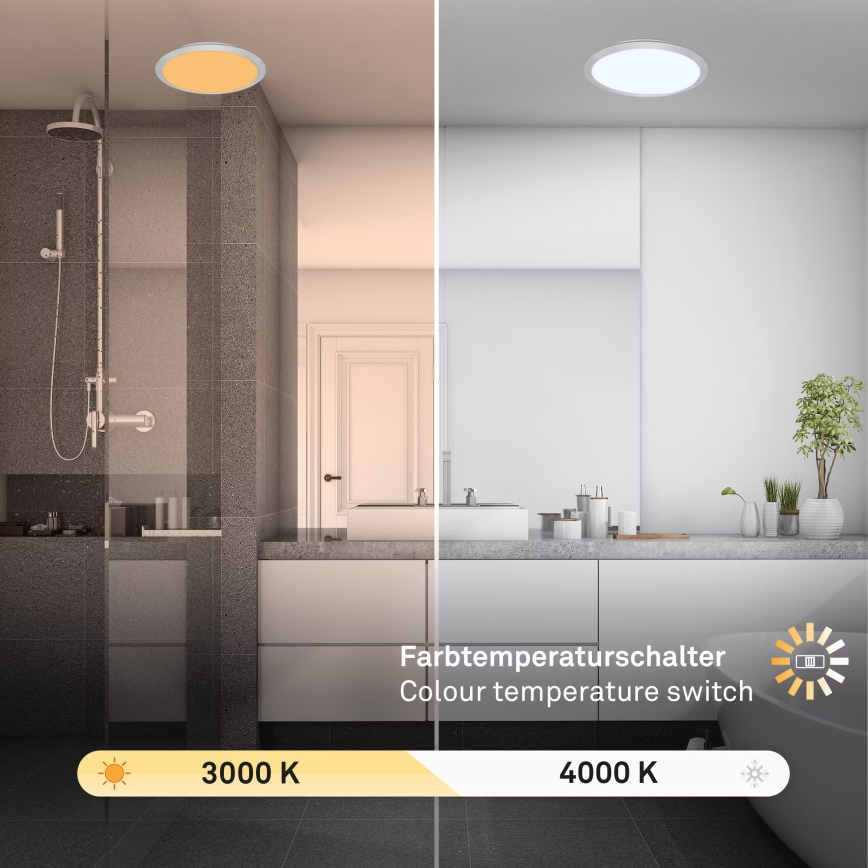 Brilo - LED-Badezimmer-Deckenleuchte CTS LED/21W/230V 3000/4000K IP44 Ø 37 cm mattchrom