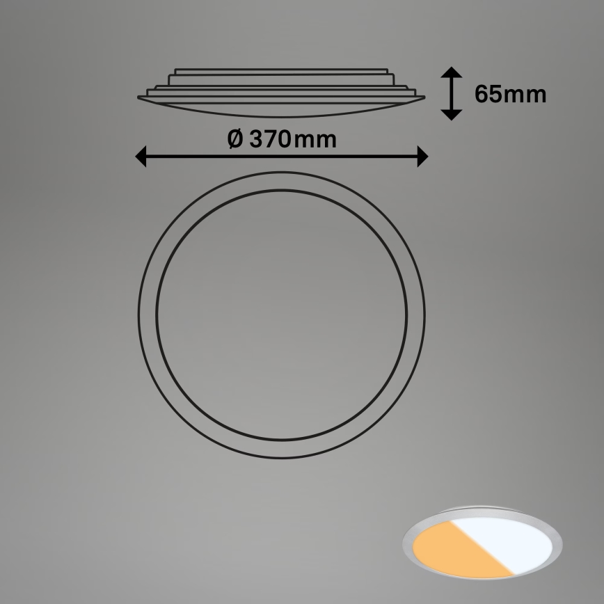 Brilo - LED-Badezimmer-Deckenleuchte CTS LED/21W/230V 3000/4000K IP44 Ø 37 cm mattchrom