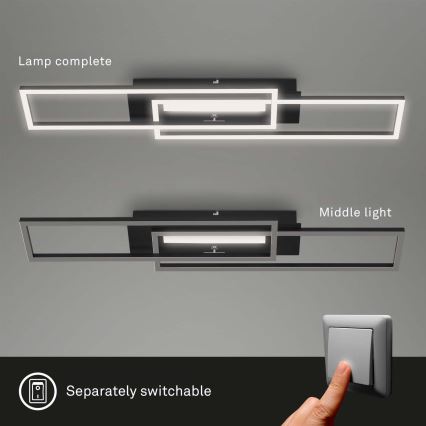 Brilo - LED Deckenleuchte FRAME 2xLED/20W/230V schwarz