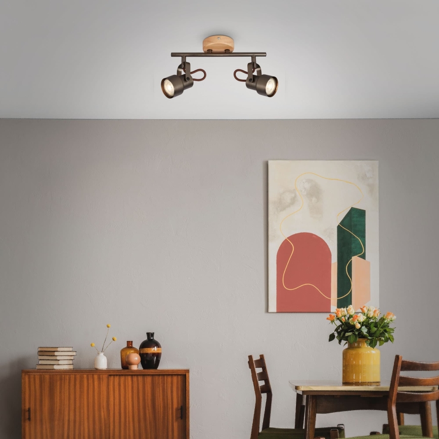 Brilo - LED-Deckenspot TAHUN 2xGU10/5W/230V braun