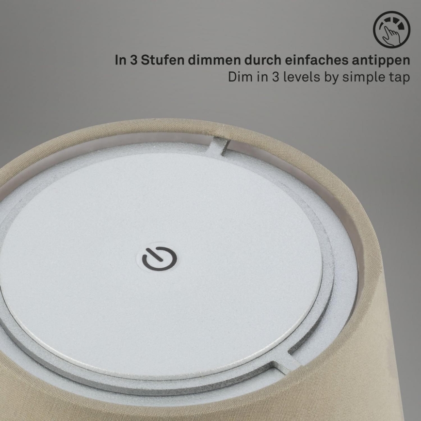 Brilo - LED Dimmbar wiederaufladbar Outdoor Tischleuchte LED/3W/5V IP44 silbern/beige