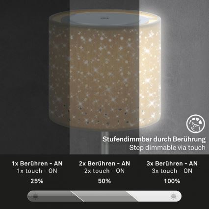Brilo - LED dimmbare wiederaufladbare Außen-Tischlampe LOLE LED/3W/5V 2000mAh IP44 silber/beige