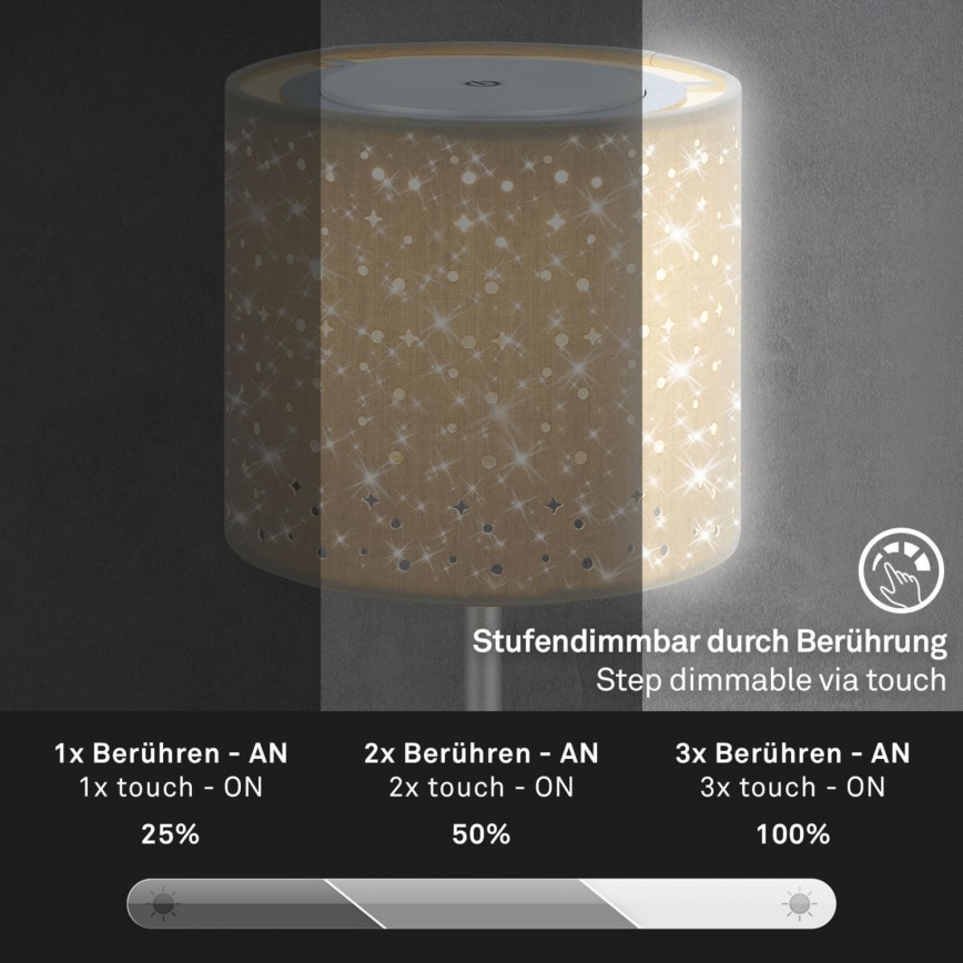 Brilo - LED dimmbare wiederaufladbare Außen-Tischlampe LOLE LED/3W/5V 2000mAh IP44 silber/beige