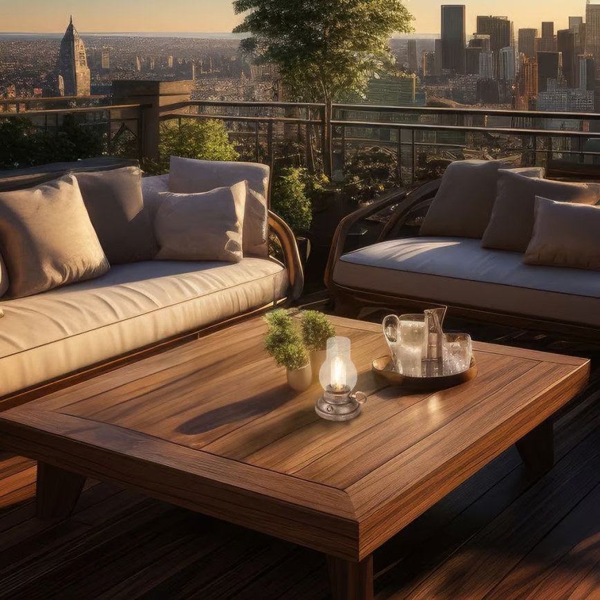 Brilo - KANEA LED, dimmbare wiederaufladbare Außen-Tischlampe LED/1,5W/5V IP44 1200 mAh bronzefarben