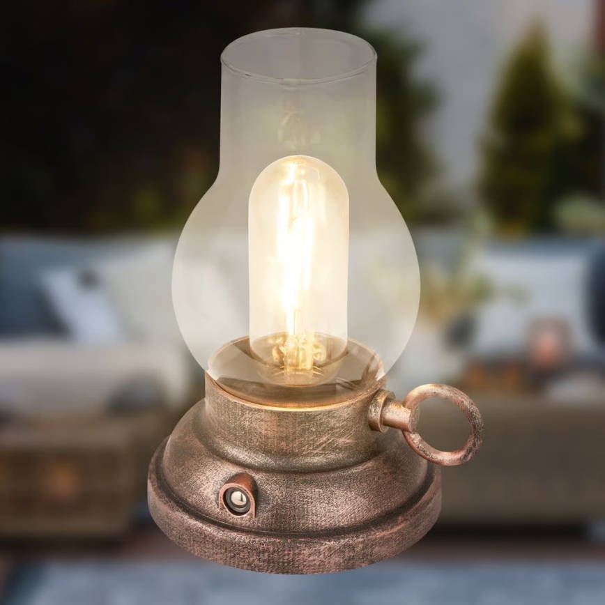 Brilo - KANEA LED, dimmbare wiederaufladbare Außen-Tischlampe LED/1,5W/5V IP44 1200 mAh bronzefarben