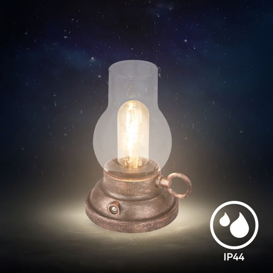 Brilo - KANEA LED, dimmbare wiederaufladbare Außen-Tischlampe LED/1,5W/5V IP44 1200 mAh bronzefarben