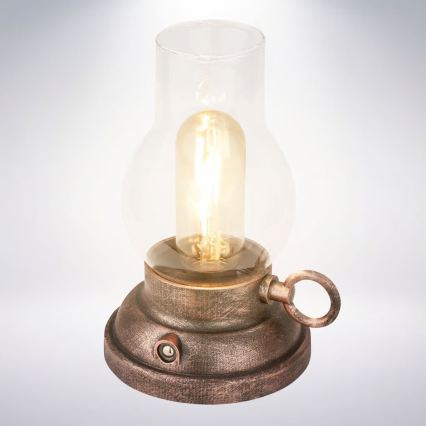 Brilo - KANEA LED, dimmbare wiederaufladbare Außen-Tischlampe LED/1,5W/5V IP44 1200 mAh bronzefarben