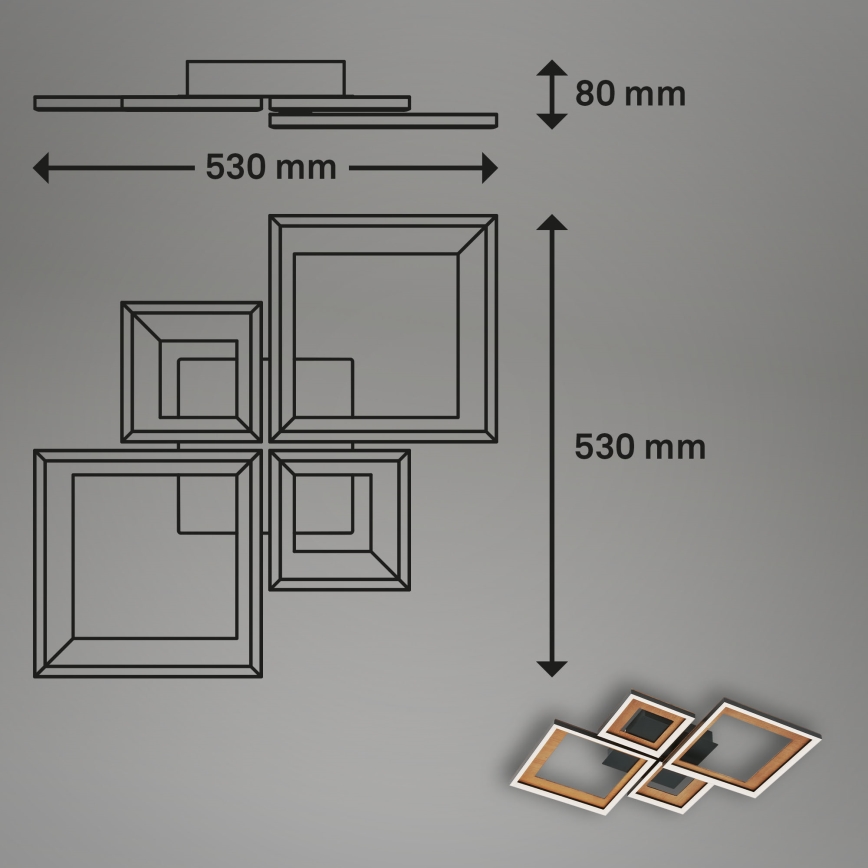 Brilo - LED dimmbare Deckenleuchte FRAME LED/38W/230V