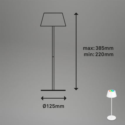 Brilo - LED-RGB-dimmbar, wiederaufladbar, Touch-Außen-Tischleuchte KIKI LED/2,6W/5V IP44 2600 mAh weiß