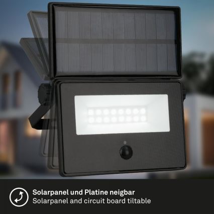 Brilo - LED-Solarreflektor mit Sensor LED/5W/5,5V IP54 1200 mAh