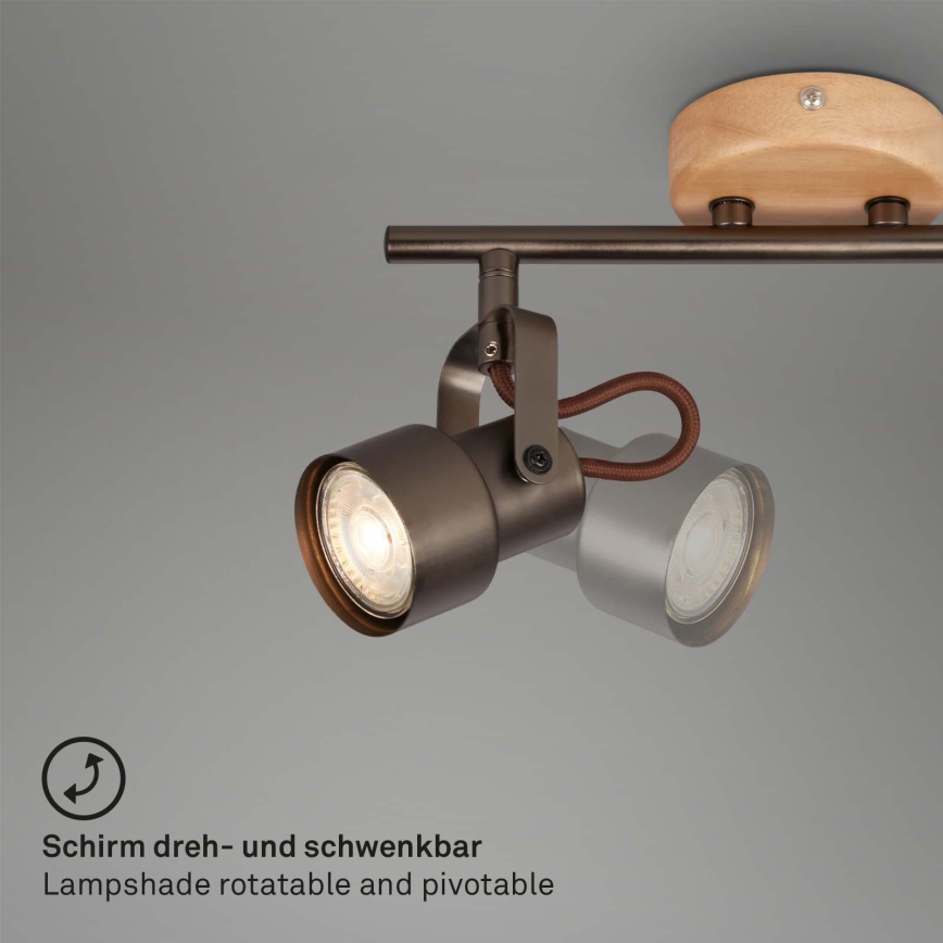 Brilo - LED Spotleuchte TAHUN 2xGU10/5W/230V 3000K braun