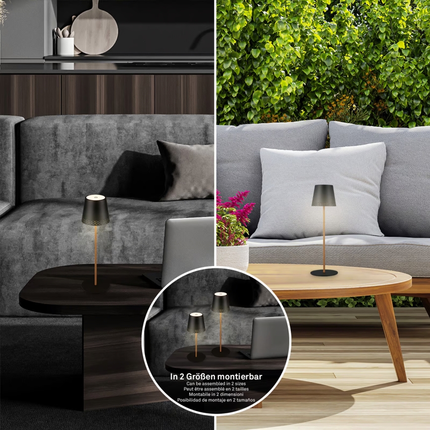 Brilo - dimmbare, wiederaufladbare Touch-LED-Tischlampe für den Außenbereich KIKI LED/2,6W/5V IP44 2600 mAh schwarz