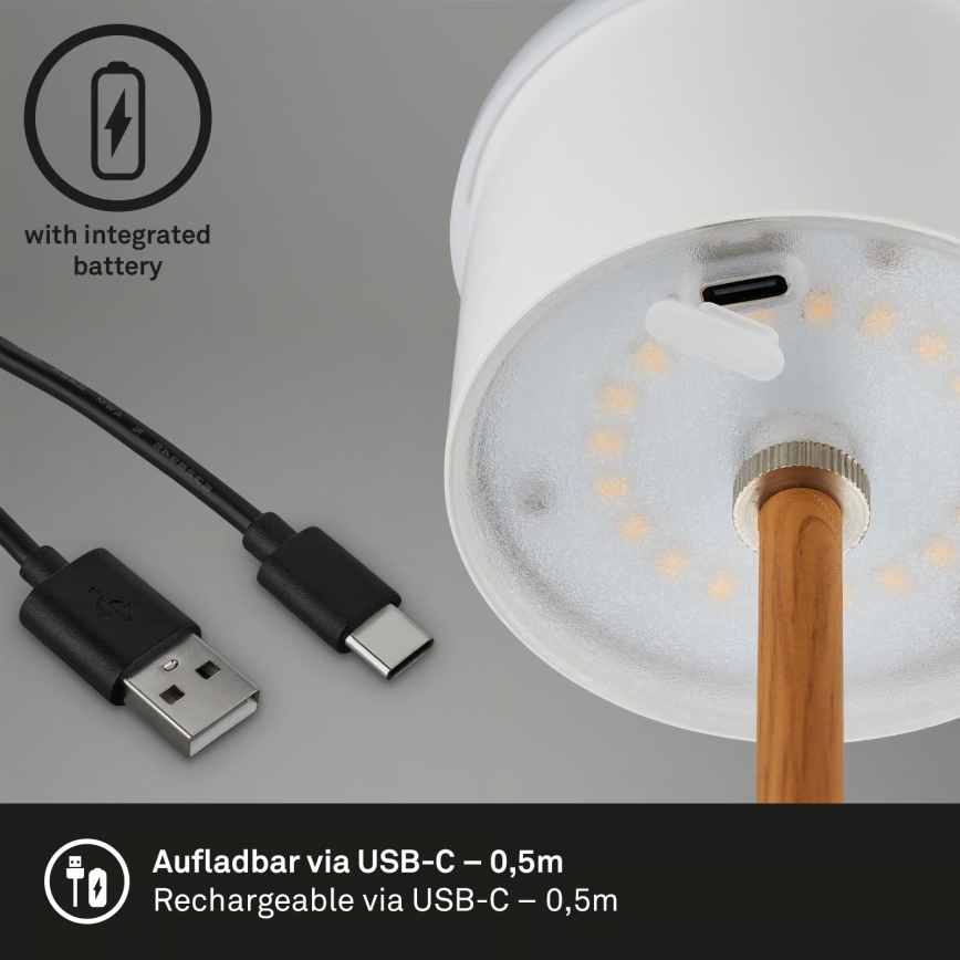 Brilo - dimmbare, wiederaufladbare Touch-LED-Tischlampe für den Außenbereich KIKI LED/2,6W/5V IP44 2600 mAh schwarz