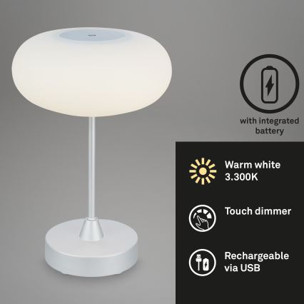 Brilo - dimmbare, wiederaufladbare LED-Tischlampe für den Außenbereich OLANA LED/3W/5V 3300K IP44 2000 mAh