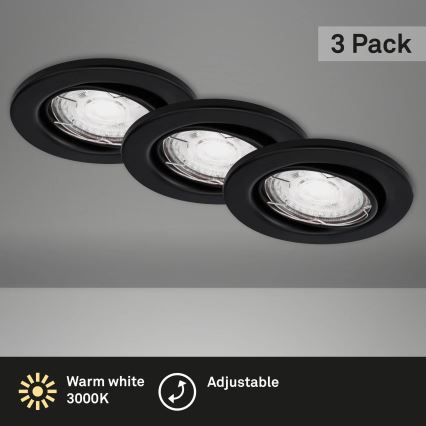 Brilo - SET 3x LED-Deckenleuchte für das Badezimmer 1xGU10/5W/230V IP23 schwarz